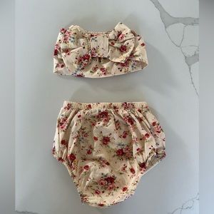 Baby Girl Bloomer and Headband Set with Big Bow